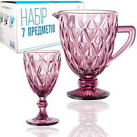 9052 Набір 7ел. (глечик-1,1 л, 6 келихів-320мл) Межі бордо