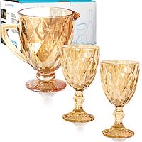 9054 Набір 7 пр. (глечик-1,25 л, 6 келихів-340мл) Shine бурштин