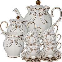 022-15-01 Набір чайний 15пр. Білий бант (чашка-240мл, блюдце-14см)