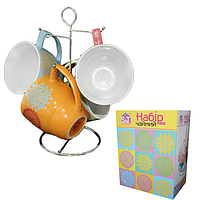 1466-2 Набір 4 чашки на стійці 450мл