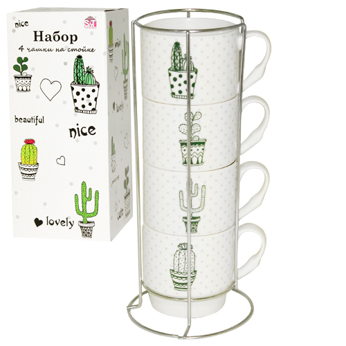 021-04-03 Набір 4 чашки на стійці Cactus 320мл