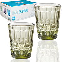 9453 Набір склянок 6шт. Вінтаж 280мл смарагд