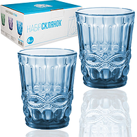 9453 Набір склянок 6шт. Вінтаж 280мл кобальт