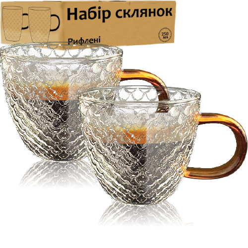 203-2 Набір склянок 4шт Рифлені 250мл