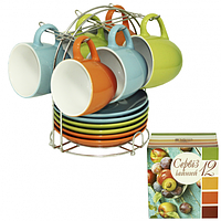 010-22-01 Сервіз чайний 12пр. на стійці 'Веселка' (чашка-240мл, блюдце-15,5 см)