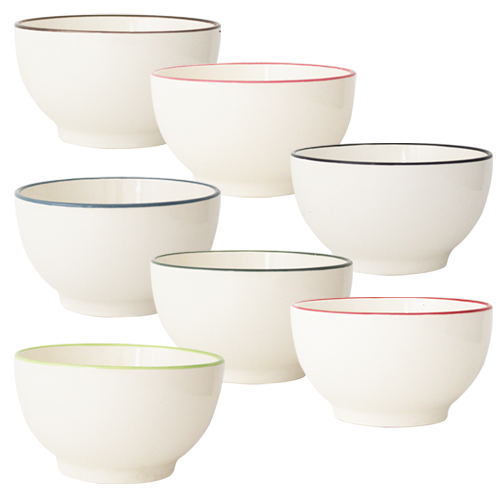 4195-00 Миска біла з кольоровим обідком 660мл варіант від 1 до 9