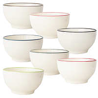 4195-00 Миска біла з кольоровим обідком 660мл варіант від 1 до 9