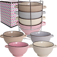 054-04-07 Набір 4 мисок з ручками на стійці Style 680мл