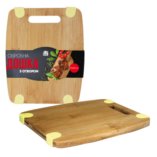 8849 Дошка обробна бамбук/силікон з отвором 25*20*1,5 см