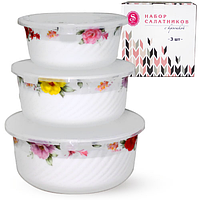30053-202 Набір салатників з кришкою 3шт (7,5', 6,5', 5,5') Шипшина