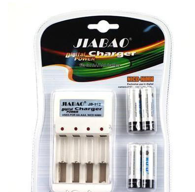 Комплект Зарядний пристрій для батарейок з 4- м'якою пальчиками Jiabao Charger JB-212