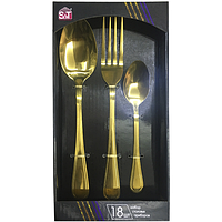 30502-33 Набір столових приладів 18шт (6 виделок, 6 ложок, 6 десертних ложок) Golden Family-3