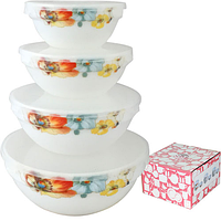 30054-1068 Набір ємностей для зберігання продуктів з кришкою 4шт (7 ', 6', 5 ', 4,2') Райдужний мак