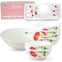 30056-1067 Набір салатників 7шт (1шт-8, 6шт-4.5) Червоний мак