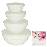 40010-04-05 Набір салатників з кришкою 4шт (4.2', 5', 6', 7') білий A1