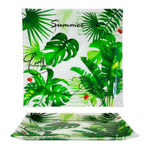 306 Тарілка квадрат 8' - 20см (Листя)