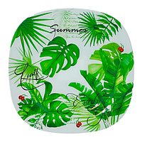 3715 Тарілка кв. з кр.краями 8' - 20см (Листя)