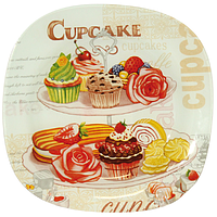 3716 Тарілка кв. з кр.краями 10' - 25см (Капкейк)