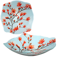 392 Салатник квад. з коло.краями 8-20см (Червона сакура)