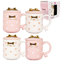 20626 Чашка з кришкою-підставкою для моб телефону Бантик 360мл