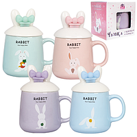 20622 Чашка з кришкою і ложкою Зайчик 360мл