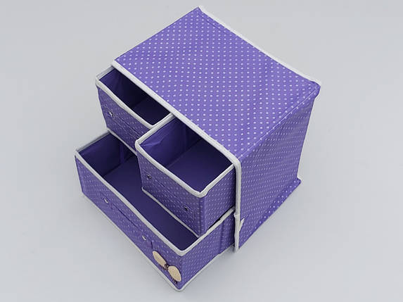 Коробка-органайзер фіолетового кольору Ш 30*Д 28*22 см. Для зберігання одягу, взуття чи невеликих предметів, фото 2