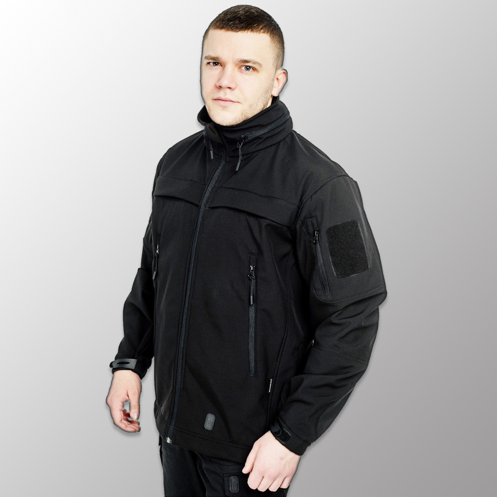🔥 Куртка Soft Shell "PATROL" - Чорна (непромокаємий куртка, тактична, поліцейська)