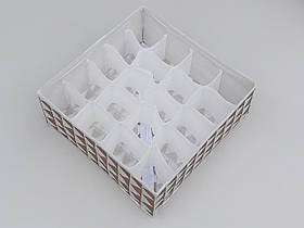 Органайзер 32*32*12 см, на 20 відділень, для зберігання дрібних предметів одягу коричневого кольору (трикутники)