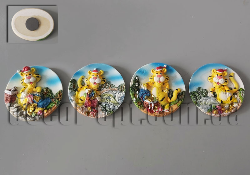 Магніт панно кругле Тигреня 6,5х6,5см