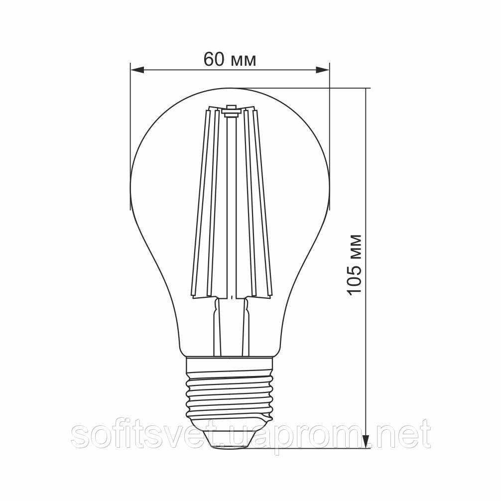 Лампа светодиодная VIDEX Filament A60FF 08W E27 1200K для растений - фото 2 - id-p1480959896