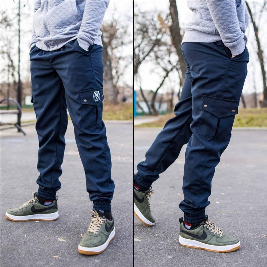 Темно-синие штаны карго с карманами рекстим, штаны cargo rextim ...