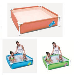Дитячий каркасний квадратний басейн (122х122х30,5 см), Bestway 56217 (Жовтогарячий)