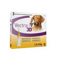 Вектра 3D (Vectra 3D)для собак весом 1,5 4 кг(1пипетка)( Ceva )