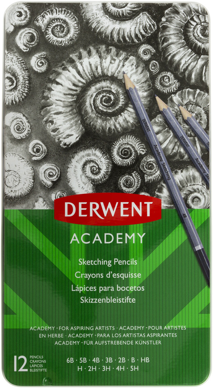 Набiр олівцiв гр. "Academy" №2301946/9957 Derwent 6B-5H (12шт) в метал. кор-ці