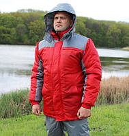 Чоловіча зимова куртка робоча "Шторм" оксфорд червоний з сірим