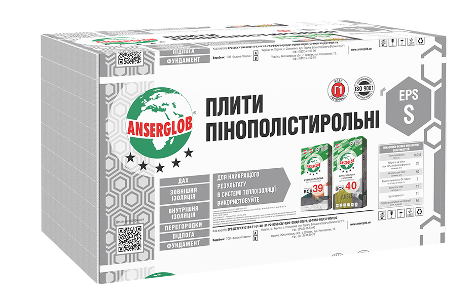 Пінопласт Anserglob EPS S (1000 мм)