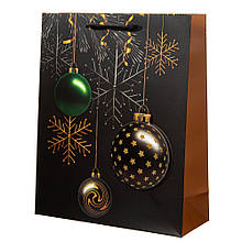Набір чорних новорічних подарункових пакетів "Celebration" (30*12*40 см) (4 малюнка, в уп. 12 шт.)