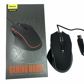 Комп'ютерна ігрова миша дротова з підсвічуванням Baseus GAMO USB чорна