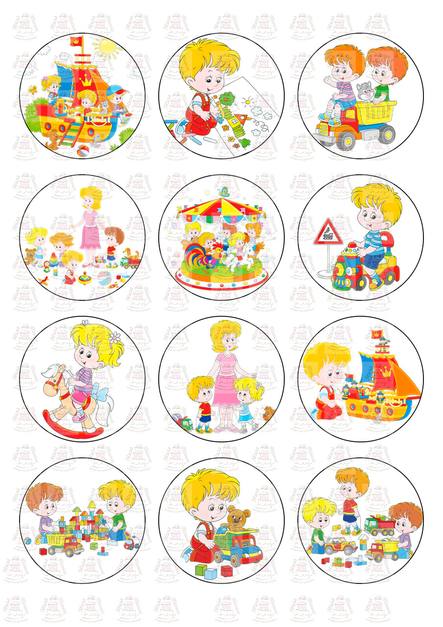 Вафельні картинки на капкейкі Дитячий садок