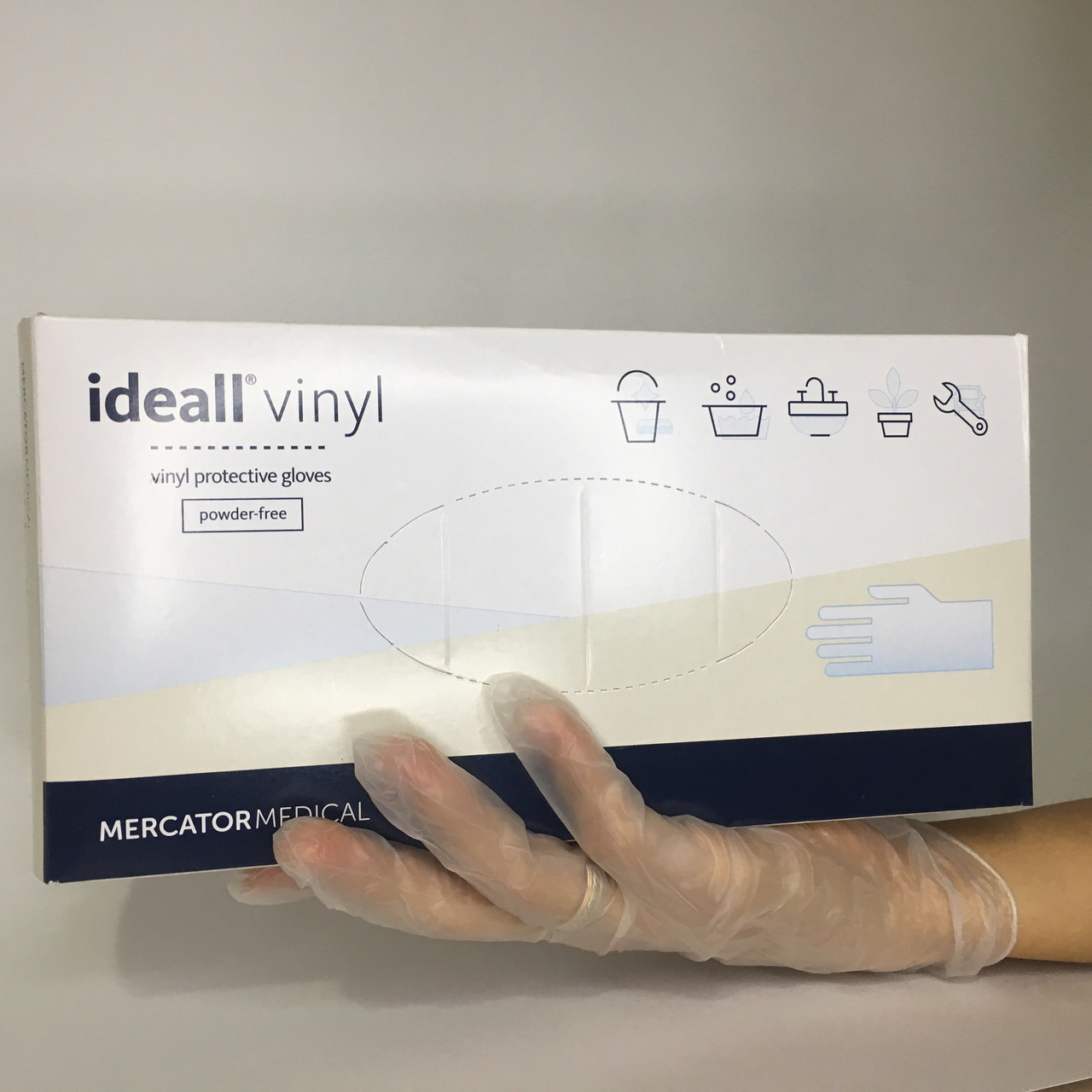 Рукавички вінілові непудровані  Ideall Vinyl XL (50 пар/уп) прозорі