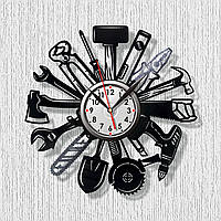 Инструменты часы Виниловая пластинка Инструменты на часах Часы для мастера Часы на стену 300 мм