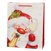 Набір новорічних подарункових пакетів "Christmas champagne" (26*10*32 см) (4 малюнка, в уп. 12 шт.)