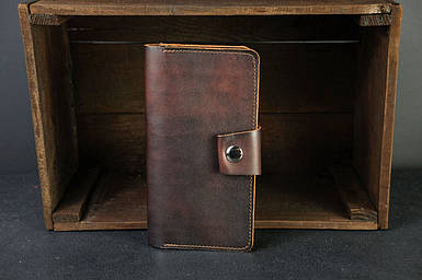 Чоловічий шкіряний гаманець Нова, натуральна італійська шкіра Краст, колір коричневий, відтінок Вишня