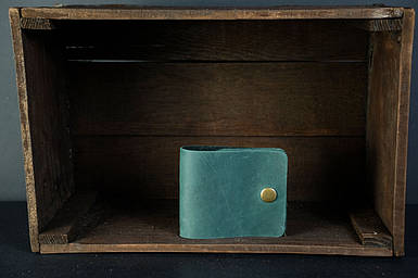 Чоловічий шкіряний гаманець Жорик, натуральна вінтажна шкіра, колір Зелений