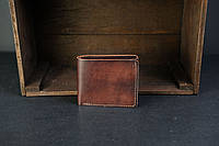 Мужское кожаное портмоне на 6 карт, натуральная кожа итальянский Краст, цвет коричневий, оттенок Вишня