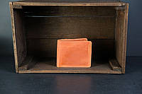 Мужское кожаное портмоне с монетницей, натуральная винтажная кожа, цвет коричневый, оттенок Коньяк