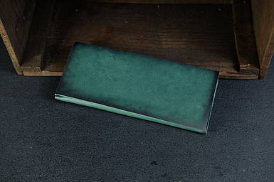 Чоловічий шкіряний гаманець Молодіжний натуральна італійська шкіра Краст, колір Зелений