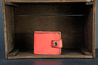 Мужское кожаное портмоне с монетницей с застежкой, натуральная кожа итальянский Краст, цвет Красный