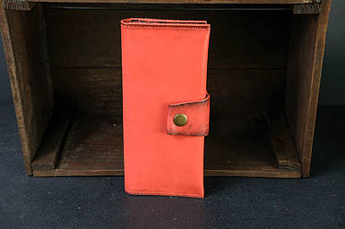 Чоловічий шкіряний гаманець Berty 20см, натуральна італійська шкіра Краст, колір Червоний