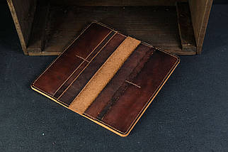Чоловічий шкіряний гаманець Лонг на 8 карт, натуральна італійська шкіра Краст, колір коричневий, відтінок Вишня, фото 3